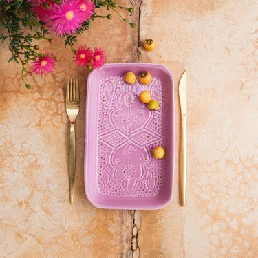 Plateau de service rectangle Empreinte lilas gold (8326941606207)