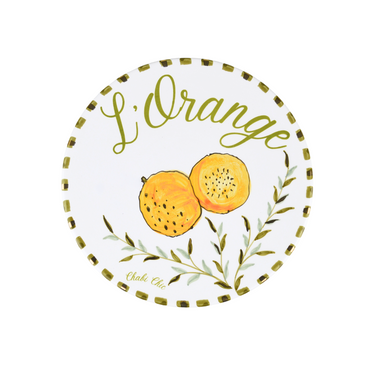 LOT DE 4 ASSIETTES D20 CITRON. ORANGE. FIGUE. GRENADE (9429380038975)