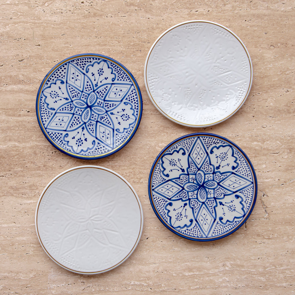 SET 4 ASSIETTES D26 ZWAK BLEU MAJORELLE & EMPREINTE BLANC (9227467751743)